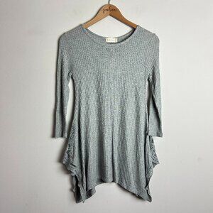 Altar'd State Silver Gray Lace Trim Long Sleeve Shirt Top Small (closer to XS)